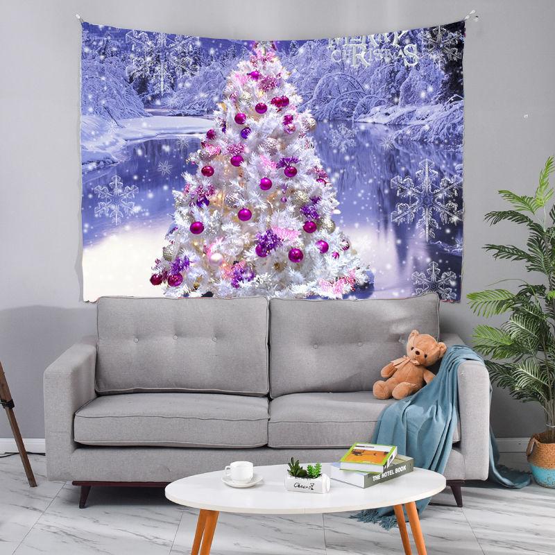 3D Christmas Tapestry Wall Hanging for Bedroom Living Room Dorm with Free String Lights