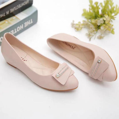 Soft Leather Spring and Autumn Wedge Heel Women's Shoes All-match Work Women's Flat Leather Shoes