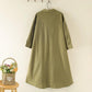 Large Size Long Cotton Five-point Sleeve Dress Summer Loose Literary Shirt Fabric Sweat-absorbent and Breathable