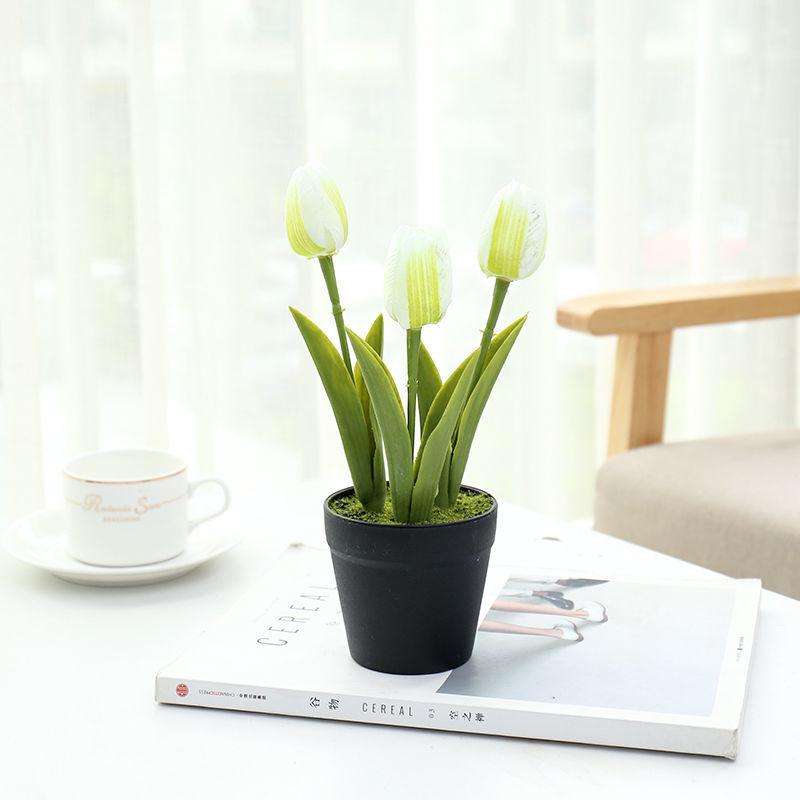 Fake Flower Tulip Bonsai Simulation Flower Creative Home Interior Dining Table Living Room Decoration Simulation Plant Artificial Flower