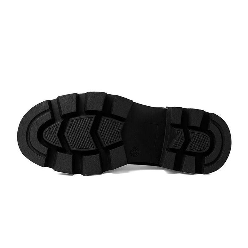 Spring Autumn Thick-soled Round Toe Martin Boots Belt Buckle Short Boots British Shoes Single Boots Motorcycle Shoes