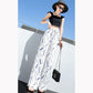 Geometric Print Chiffon Pants Spring and Summer Women's Wide Leg Trousers Vertical High-waisted Pants Women's Loose Mopping Pants