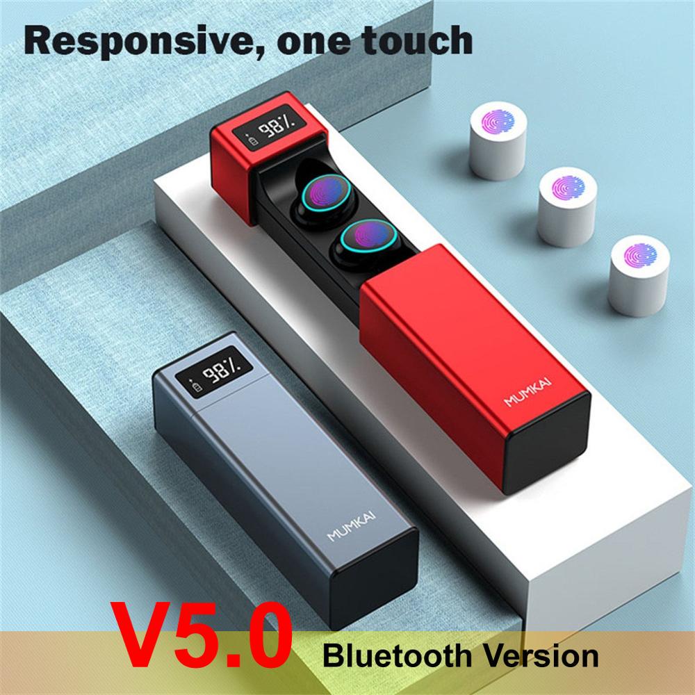 Waterproof 5.0 Earphones Bluetooth Mini HIFI TWS Earbuds Push-pull Headphones LED Display Headset