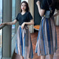 M-XXXL 2 Pieces Ladies Suit Skirt Spring and Summer Short Sleeve  Mid-length Casual Vacation Office Home