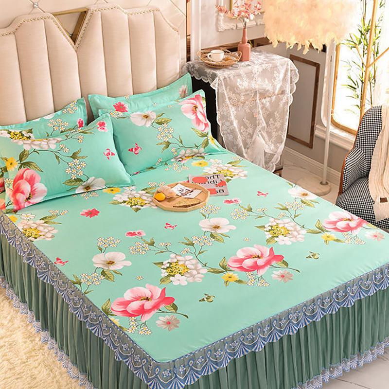 Skin-friendly Bed Skirt Bedspread Sheets Non-slip and Dust-proof Bed Sheet Protective Cover Bed Skirt Three-piece Bedding