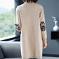 Spring and Autumn Mid-length Knitted Sweater Cardigan Loose All-match Jacket Simple Embroidered Female Jacket
