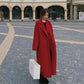 Quilted Thick Woolen Coat Women Mid-length Korean Loose Winter Hepburn Style Woolen Coat