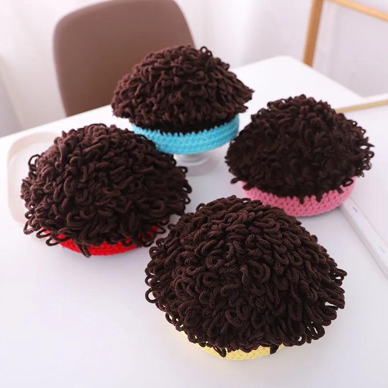Baby Funny Wig Hat Fun Curly Hair Cap Explosive Head Natural Curly Hat Cute Cotton Warm Hat Outdoor Casual Hat