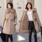 Parkas Cotton Jacket Women's Mid-length Winter Korean Version of The Large Fur Collar Loose Large Size Plus Velvet Ins Style