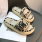 Size35-40 Summer Women Slippers Bohemian Beach Wear-resistant Slippers Wedge Platform Leopard Print Sandals Outdoor High Heels