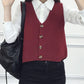 Spring and Autumn Knitted Loose Vest Sleeveless Cardigan Sleeveless Sweater V-neck Short Women's Top