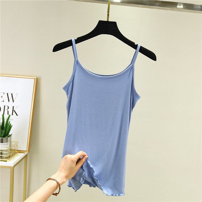 Solid Color Sling Female Summer Sexy Slim Vest Wear  T-shirt Bottoming Shirt Tops