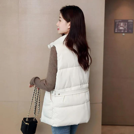 Down Cotton Vest Women's Short Autumn and Winter Large Size Loose Thick Cotton Coat