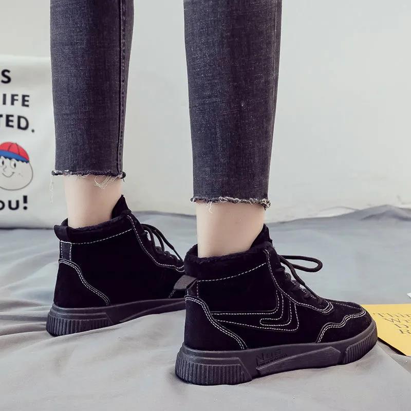 Winter High-top Plus Velvet Warm Cotton Shoes British Style Martin Boots Women's Short Boots Wild Snow Boots