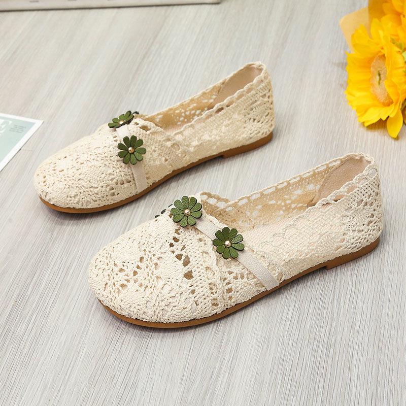 Forest Series Small Flowers Simple Low-top Mesh Shoes All-match College Style Casual Breathable Summer Sandals Literary Women's Shoes
