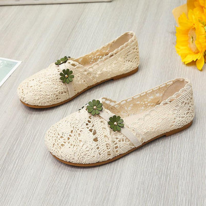 Forest Series Small Flowers Simple Low-top Mesh Shoes All-match College Style Casual Breathable Summer Sandals Literary Women's Shoes