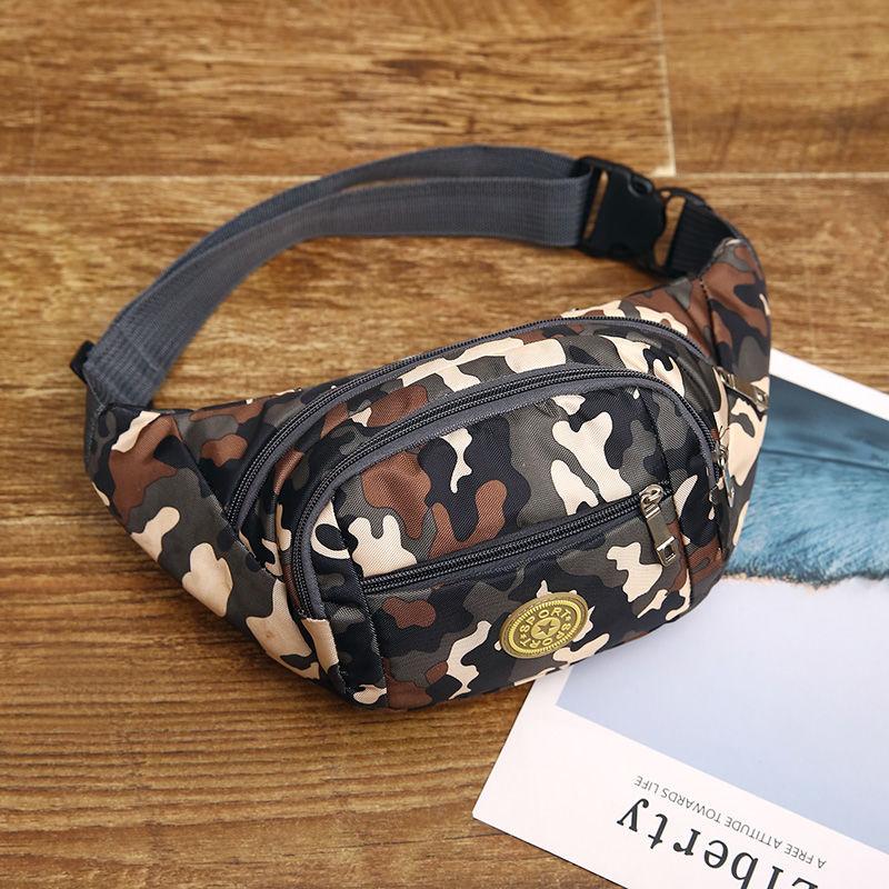Running Waist Bag Men and Women Canvas Messenger Chest Bag Outdoor Sports Cashier Camouflage Fashion Multifunctional Mobile Phone Bag