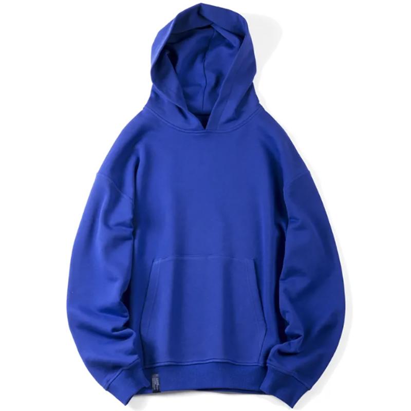 Pure Cotton Plus Velvet Thick Loose Solid Color Youth Sweater Hooded Sweater Men's Autumn and Winter Models