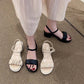 Summer Fairy Style Fashion All-match High-heeled Shoes Women's Thick Heel Buckle Belt with Skirt Fashion Sandals