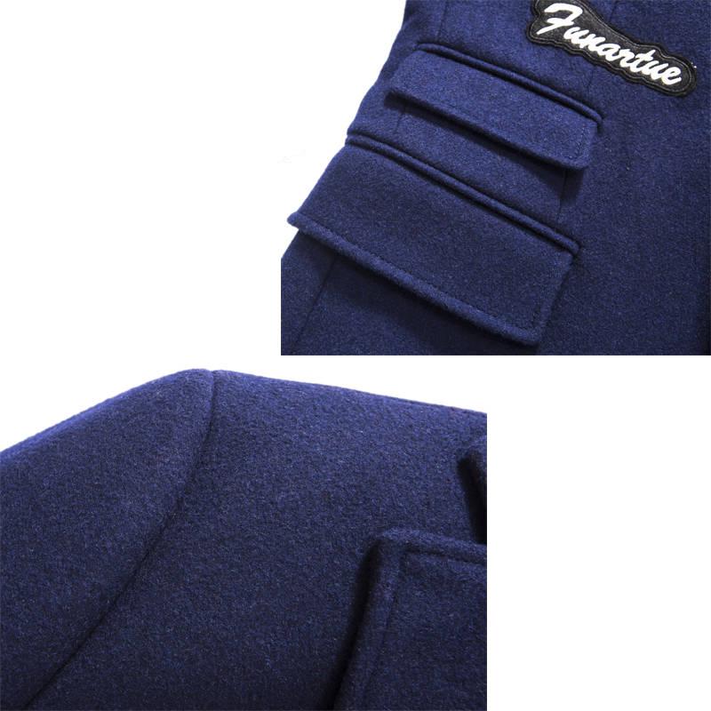 Men Casual Coat Woolen Trench Coat Business Male Solid Overcoat Med- Long Jackets Tops Men's Jacket