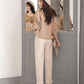Plus Velvet Padded Pants Women's Autumn and Winter Woolen Straight-leg Pants Casual Korean Style High-waisted Thin Wide-leg Grandma Trousers