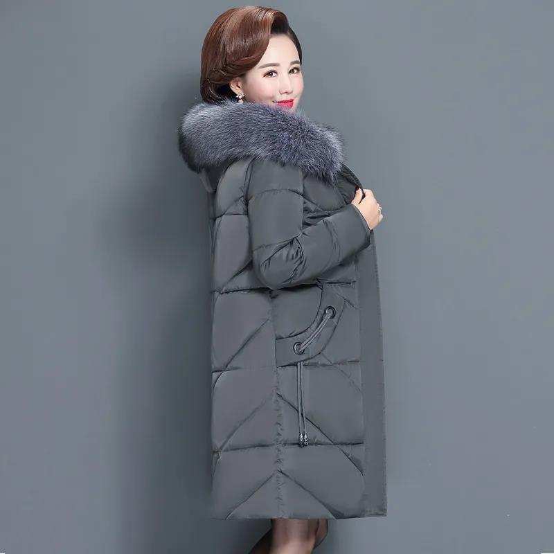 Plus Size Middle-aged and Elderly Cotton-padded Jacket Women's Mid-length New Mother's Down Jacket Middle-aged Padded Jacket