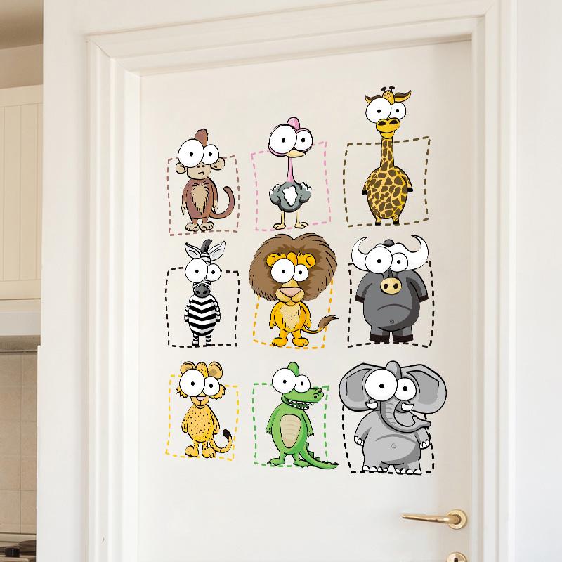 [Wall stickers] big eyes animals Jiugongge wall stickers for kids rooms kitchen Refrigerator art dec