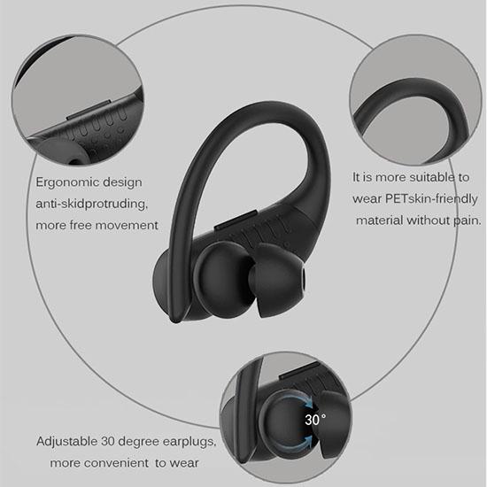 Bluetooth Earphones LED Digital Display 8D Wireless Bluetooth Headsets Hanging Ear Business Earphone