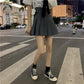 Women High Waist Thin Pleated Skirt School Uniforms Anti-lightening Solid Color Mini A-line Skirt