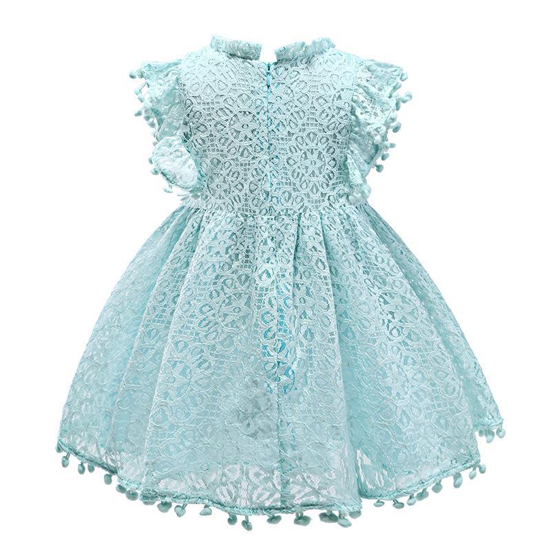 Princess Dress Children's Summer Cotton Dress Girls Korean Style Lace Flying Sleeves Hollow Child