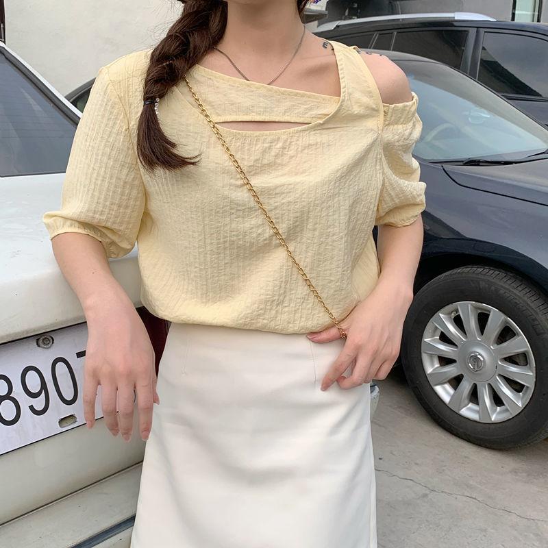 Women Summer One Shoulder Short Sleeve Top Fashion Casual Loose T-shirt