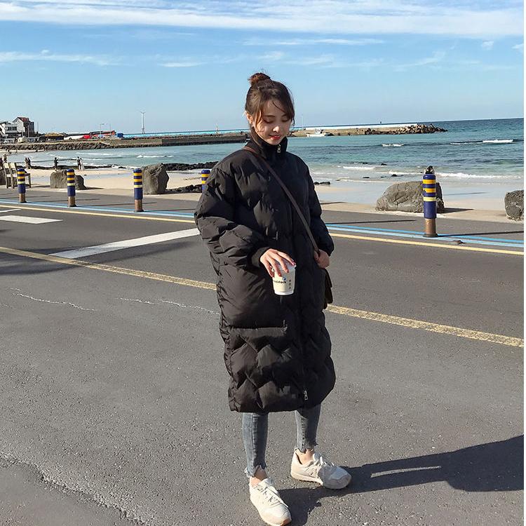 Women's Cotton-padded Jacket Over The Knee Mid-length Stand-up Collar Bread Jacket Down Coat Cotton-padded Jacket