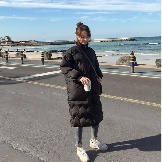 Women's Cotton-padded Jacket Over The Knee Mid-length Stand-up Collar Bread Jacket Down Coat Cotton-padded Jacket