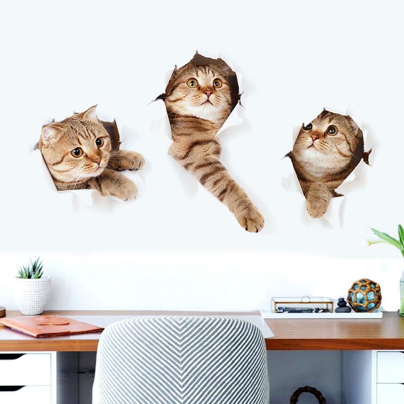 [Wall sticker] cute 3 naughty cat wall stickers for kids rooms nursery children bedroom home decorat