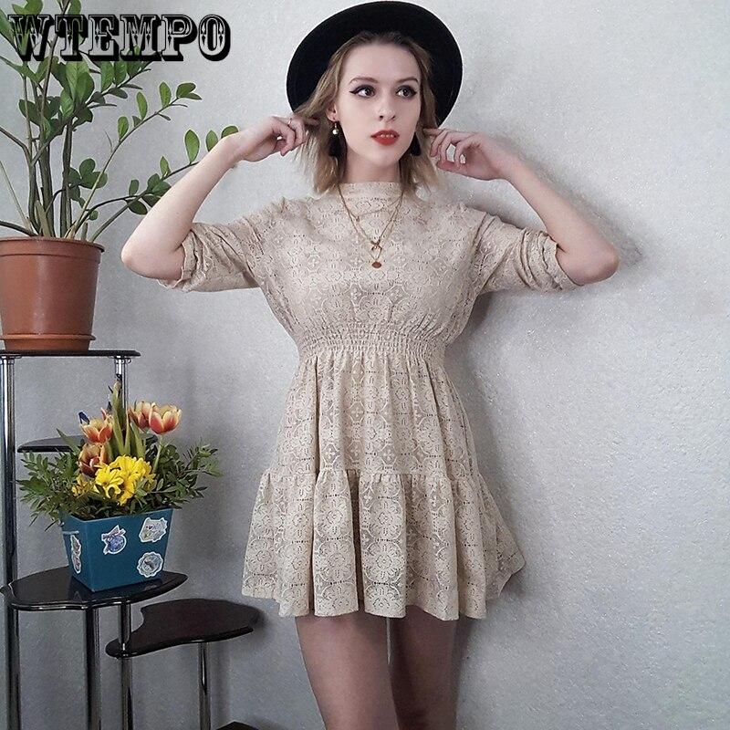 White Princess Dress Lace Floral Sexy Mini Dresses Summer Short Sleeve Voile Transparent Night Party Dresses