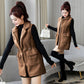 Autumn and Winter Lamb Hair Vest Women's Mid-length Pocket Waistcoat Student Casual Solid Color Jacket