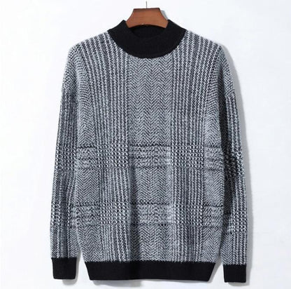 Autumn Sweater Men's Half High Collar Imitation Mink Wool Thick Warm Fashion Sweater Winter Korean Loose Personality