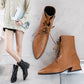 Fashion Ankle PU Women Basic Boots Pointed Toe Vintage Boots High Square Heel Slip-On Big Size Shoes