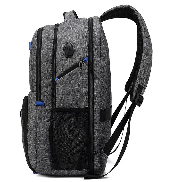 Men's Backpack Waterproof/Large Capacity /USB Charging Laptop Backpack 17 Inch School Bag for Boy Nylon/Canvas Black/Gray PS-501