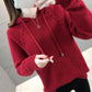 Autumn and Winter Knitted Pullover Sweater Women's Solid Color Loose Bottoming Shirt Hooded Top Coat