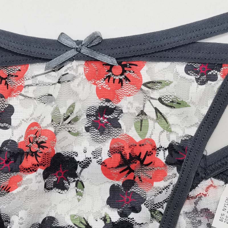 6 Pieces/set of Underwear Lace G String Underwear Female T Back Sexy Fashion Hollow Wide Belt Ladies Transparent Panties