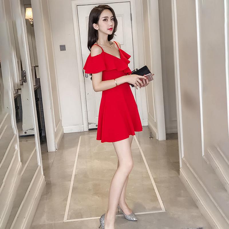 Sling Skirt Is Thin Temperament Sexy V-neck Strapless Dress Women's Summer Slim Short Dress Sexy V-neck Fabric Light and Breathable