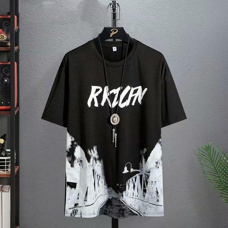 Summer Short Sleeve T-shirt Set Men's Casual Half Sleeve Ice Silk T-shirt Two Piece Set Men's