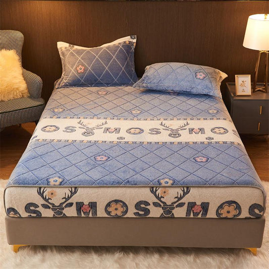 3pcs/set Thick Coral Velvet Bed Cover Winter Warm Bedspread Plus Velvet Mattress Cover Twin Queen King Size