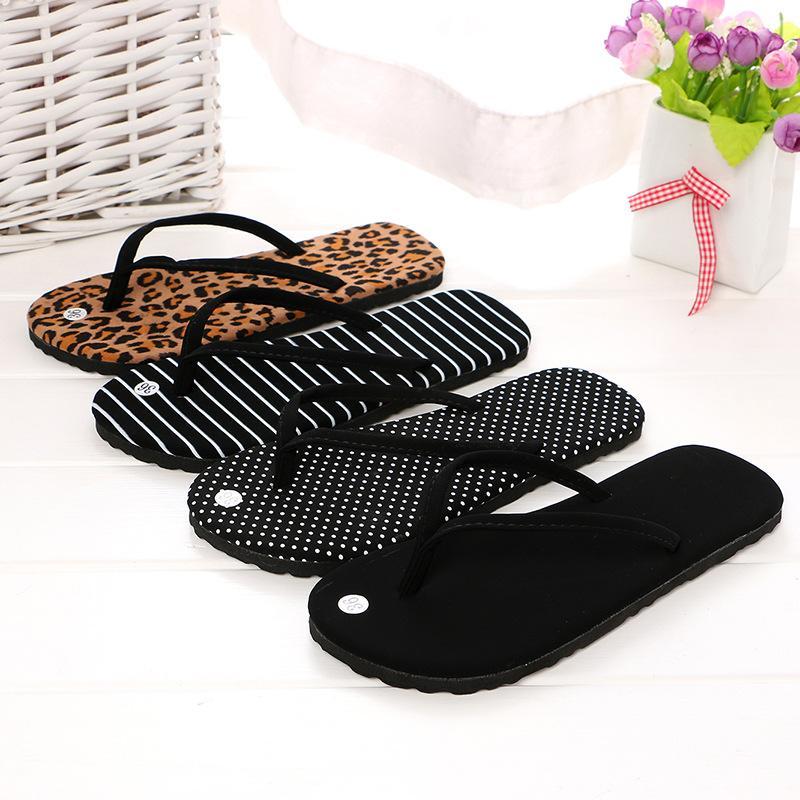 Summer Ladies Leisure Leopard-print Flip-flops Sandals Beach Non-slip Slippers