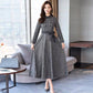 Women Vintage Front Button A-line Party Dress Long Sleeve Elegant Mini Dress Fashion Dress