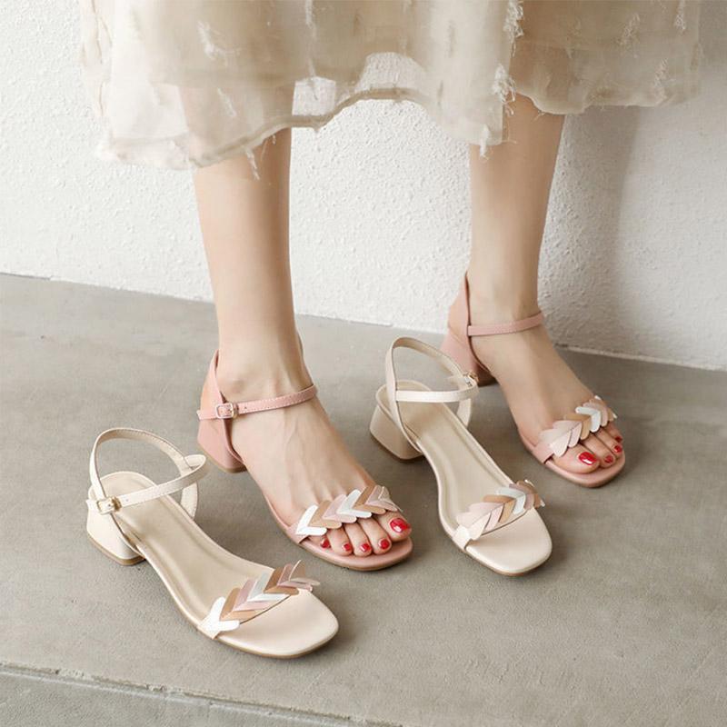 Mid-heel All-match Fairy Style Thick Heel Peach Heart with Fashion Women's Cool Shoes