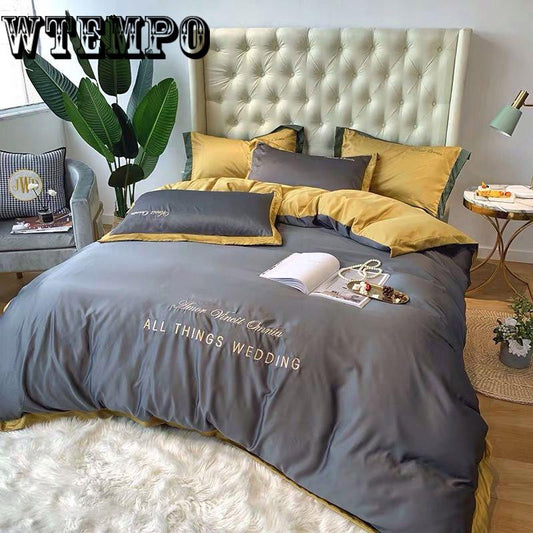Bedroom bedding set summer ice silk bed four sets of European silk comfortable can sleep naked