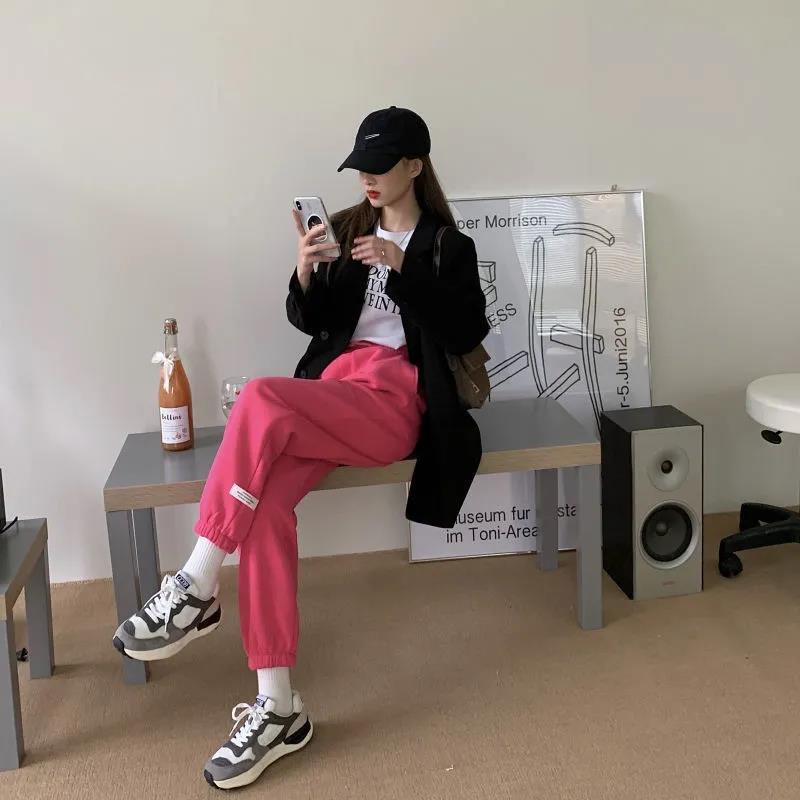 Plus Velvet Padded Trousers Women's Autumn and Winter New Casual Sports Trousers Korean Version of The High-waisted Thin Loose All-match Trousers