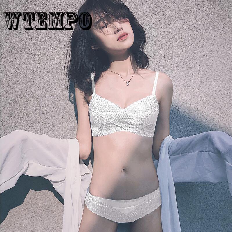 Summer Cross Mesh Anti-glare Tube Top Without Rim Underwear Set